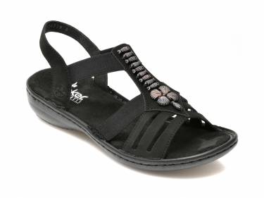 Sandale RIEKER negre - 60806 - din piele ecologica