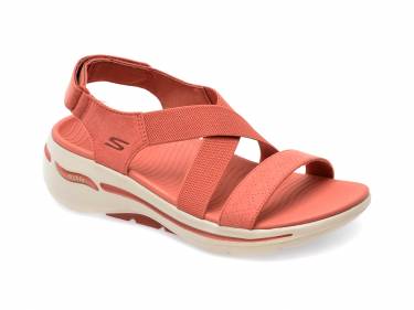 Sandale SKECHERS rosii - GO WALK ARCH FIT SANDAL - din material textil